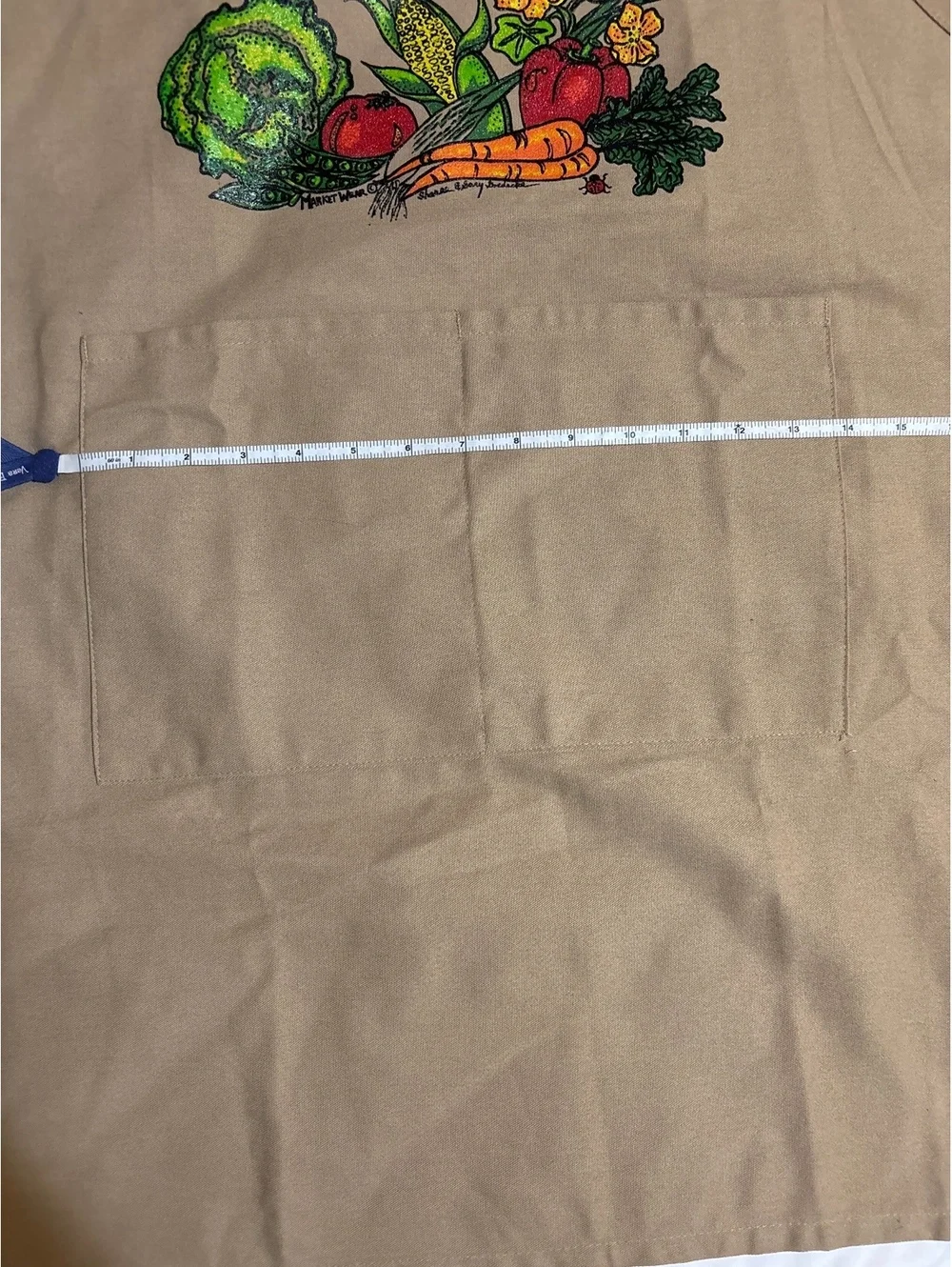 Vintage Pike Place Market Apron Seattle Sharon Mary Delude Canvas Cooking Pocket